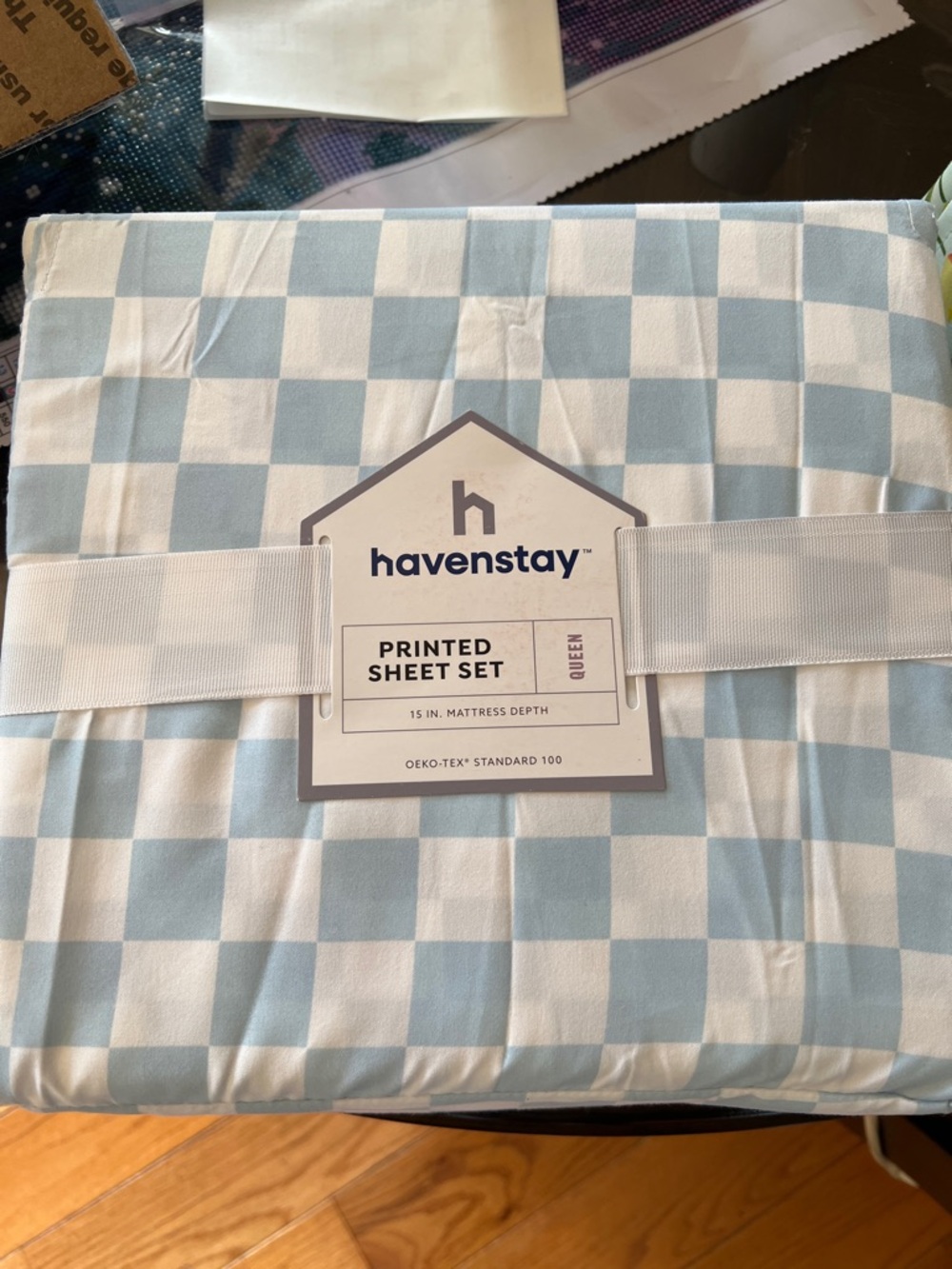 Havenstay Blue Checkered Printed Sheet Set - Queen